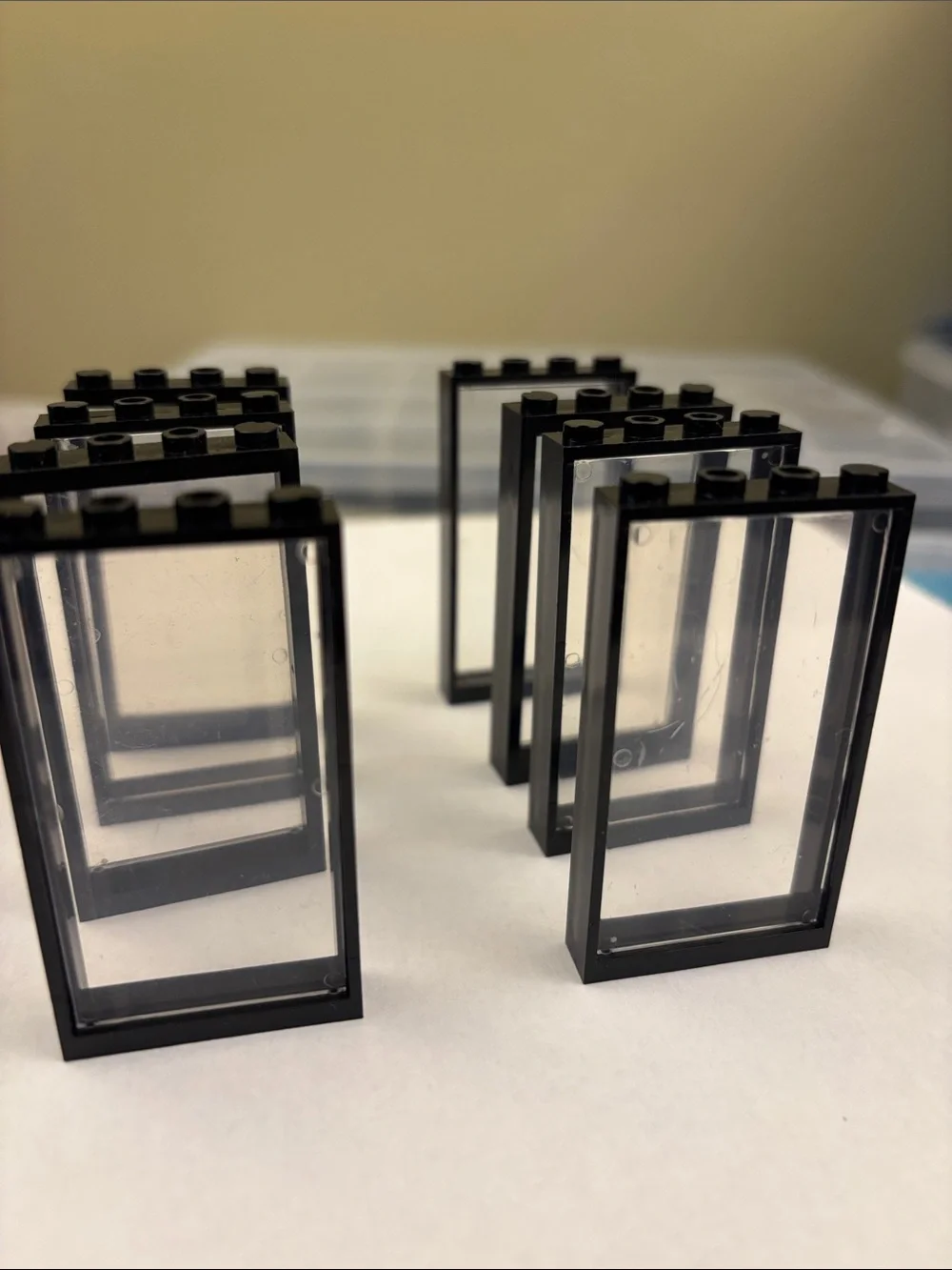 Lego compatible Black Window Frames with Clear Panes (8)